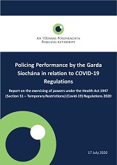 Tuarascáil maidir le Feidhmíocht Póilíneachta an Gharda Síochána le linn Ghéarchéim Sláinte Covid-19 - 11 Lúil 2020